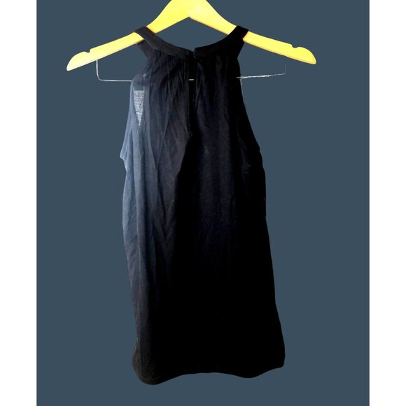 EXPRESS -WOMENS HALTER BLACK FLORAL LINE BACK BUTTON CLOSURE TOP SIZE SMALL - Picture 2 of 6